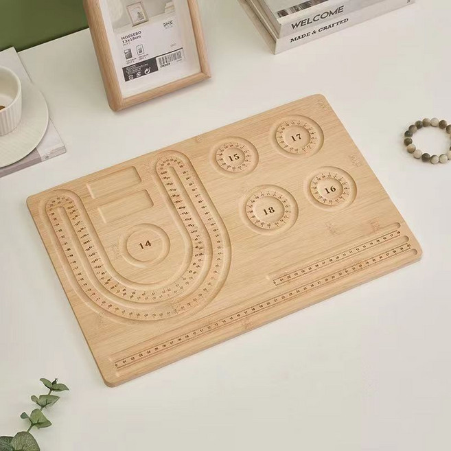 實木串珠設計盤 DIY竹木手圍盤 串珠工具 輔助板 手圍盤, 【升級多手圍】實木設計盤（綜合長款）, 1個