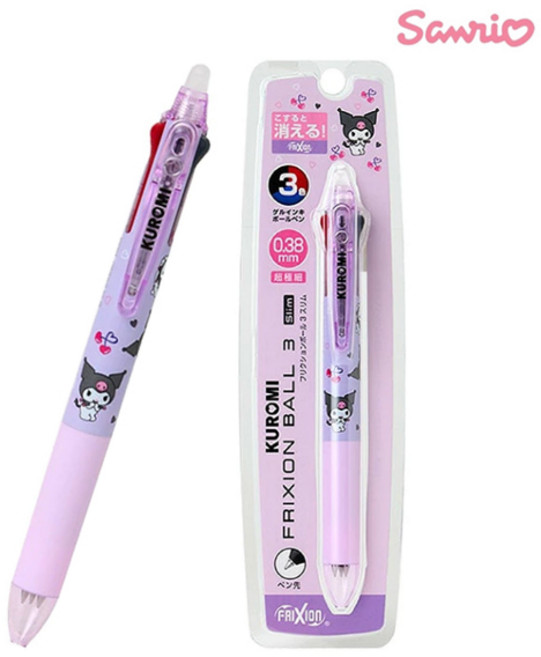 산리오 지워지는 파일롯트 3색펜 0.38mm, 쿠로미, 1개