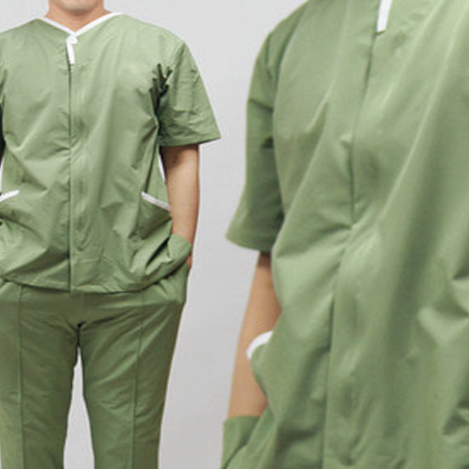 앞치마와가운 남자 스판 간호사복 수술복 요양원 요양보호사 병원 유니폼 상하세트 AGDY01
