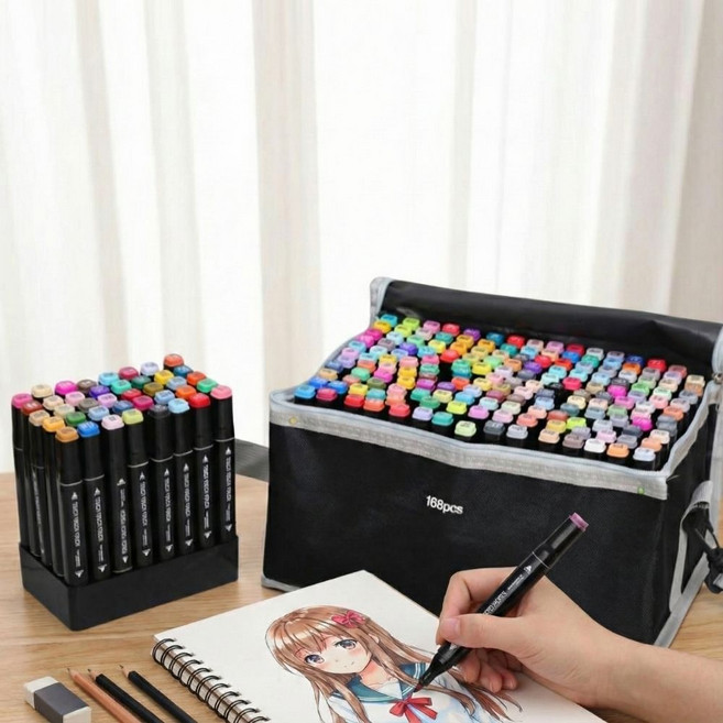 차차쿠바 트윈 아트마카 드로잉 마카펜+펜홀더 세트, 1세트, 168색