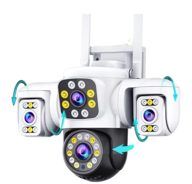 YOOSEE總代理 三鏡頭監視器 防水防雷 WiFi 超清 彩色夜視 鏡頭 攝像機 支援512G記憶卡 警報偵測攝影機, 1個, X6 PRO(3.0MP)