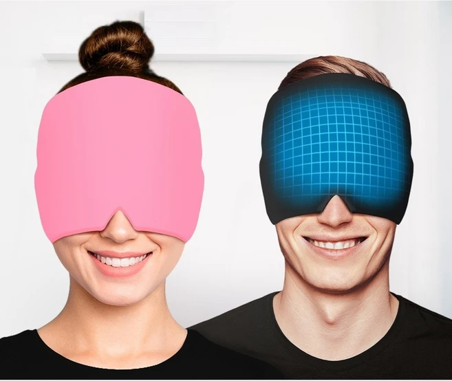 편두통모자 냉온찜질 두통완화 눈피로 편두통 스트레스 쿨링젤, 블랙, 1개 - 쿠팡