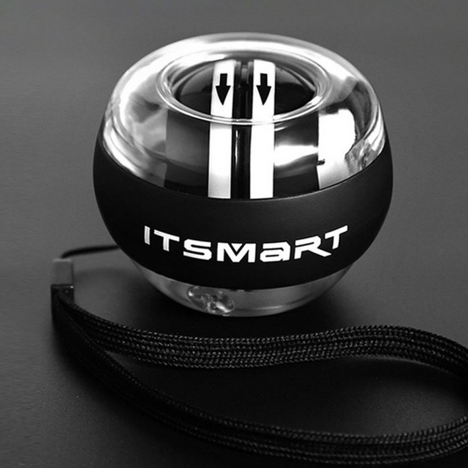 JU 손목운동 오토 스핀볼 근력운동 자이로볼 악력기, 올블랙, 1개