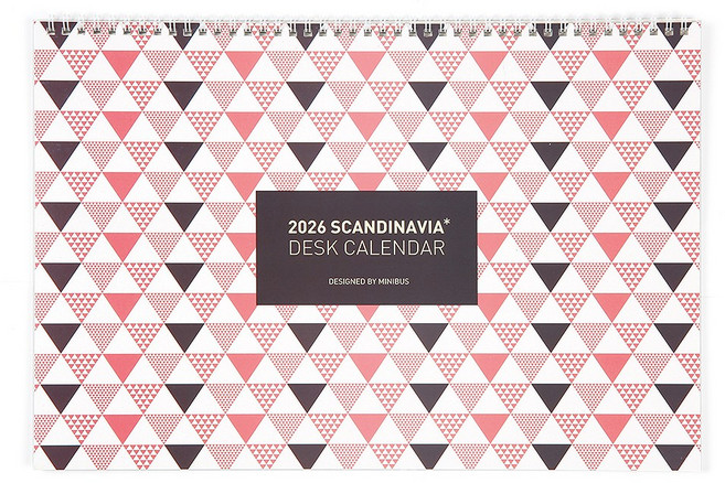 미니버스 2026 스칸디나비아 데스크 스케줄러 와이드 캘린더, 1개, 핑크