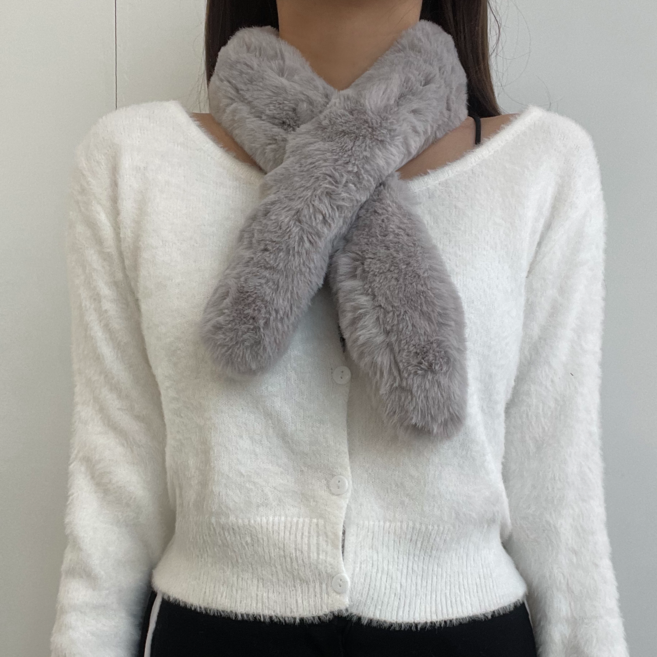 바나나2 미니 밍크 쁘띠 토끼털 여성 고리형 머플러 목도리 3color