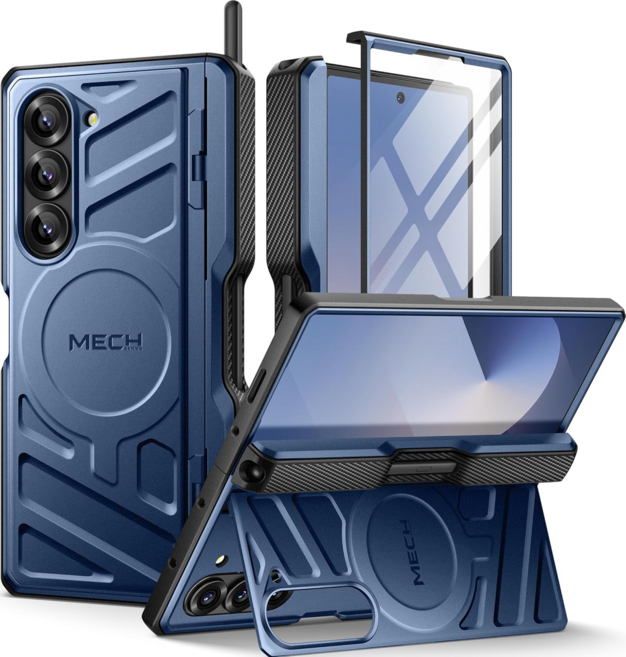 통에이트 힌지 보호 S펜 수납 슬림 풀커버 거치대 휴대폰 케이스+액정보호필름 세트