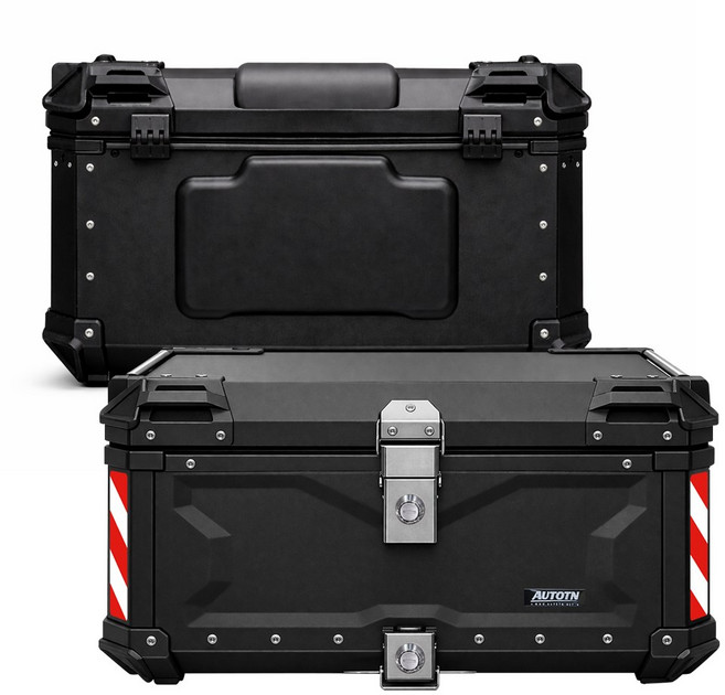 오토바이 바이크 튜닝 알루미늄 탑박스 배달가방 탑케이스 등받이포함, 블랙