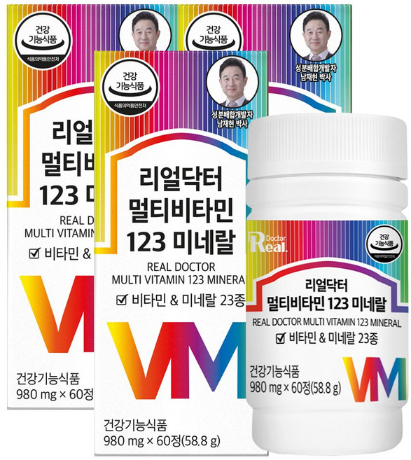 리얼닥터 멀티비타민 123 미네랄, 60정, 3개