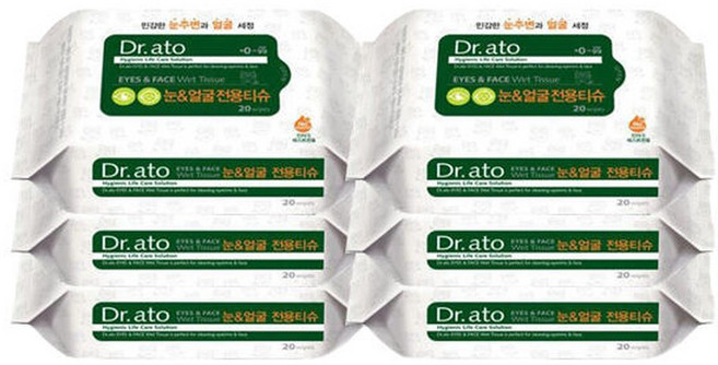 n닥터아토 눈 앤 얼굴 전용티슈 휴대용 20매6팩, 6개, 20매