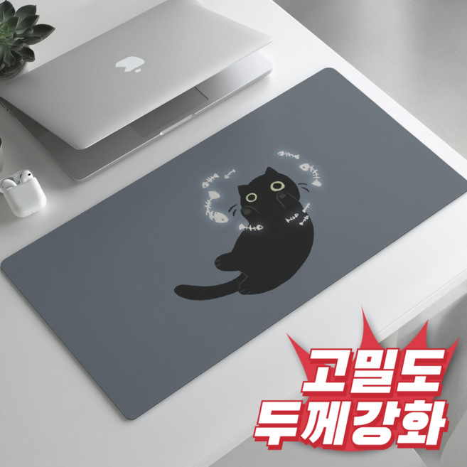 강플로 두께강화 블랙캣 게이밍 장패드, 1개, 그레이