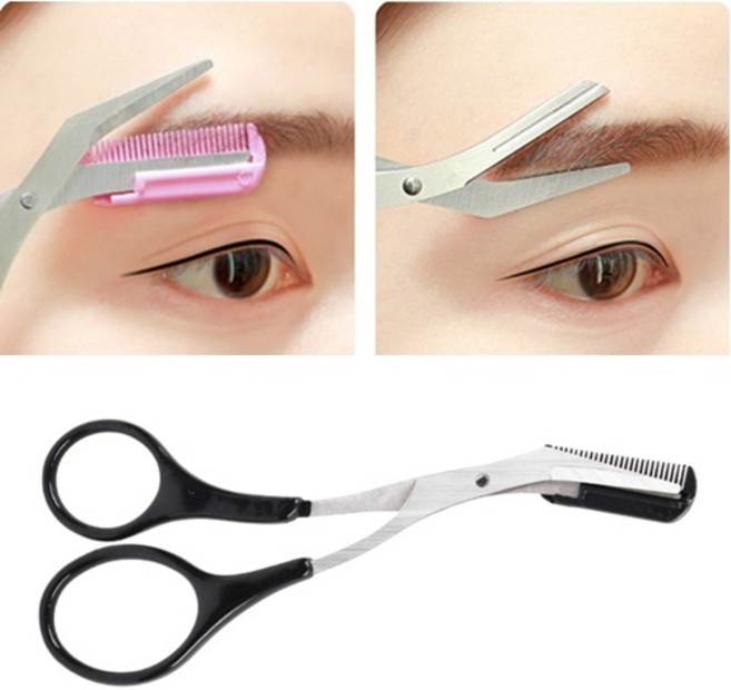 NTP 눈썹 정리기 빗달린 남자 눈썹 정리 다듬기 눈썹빗가위, 블랙, 1개