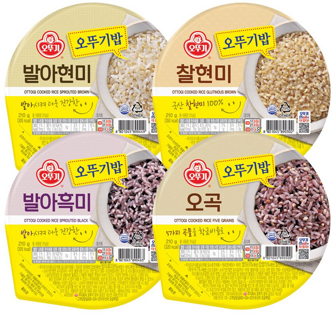 오뚜기 오뚜기 잡곡밥 발아현미3+찰현미3+흑미3+오곡3/총12개, 210g, 12개