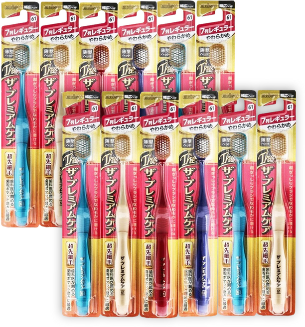 EBISU 더 프리미엄케어 7열 광폭헤드 칫솔 랜덤발송, 12개, 1개입