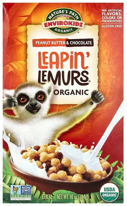 Nature's Path EnviroKidz 유기농 Leapin' Lemurs® 시리얼 땅콩 버터 및 초콜릿 284g(10온스) - 쿠팡