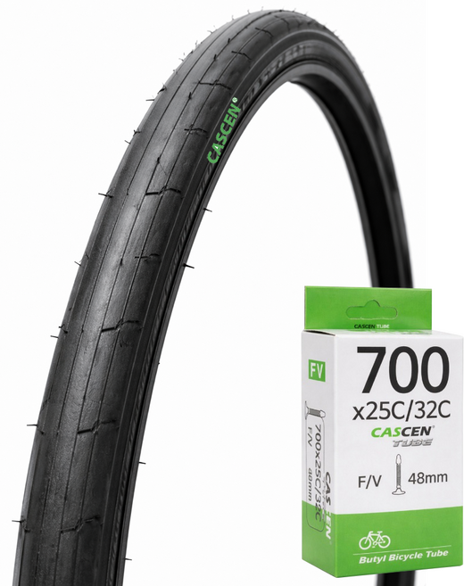 CASCEN 카센 민자타이어 700x28c + 48mm 튜브 식슬릭 대체용 하이브리드 로드 픽시, 1개