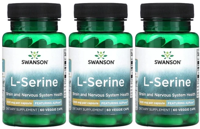 스완슨 엘 세린 500mg 60캡슐 3병 L Serine, 3개, 60정 - 쿠팡
