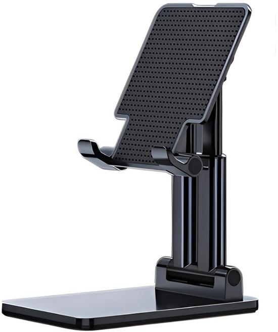 로랜텍 2배 거치 이중강화 다용도 탁상용 접이식 휴대용 각도조절 태블릿 핸드폰 거치대, 블랙, 1개