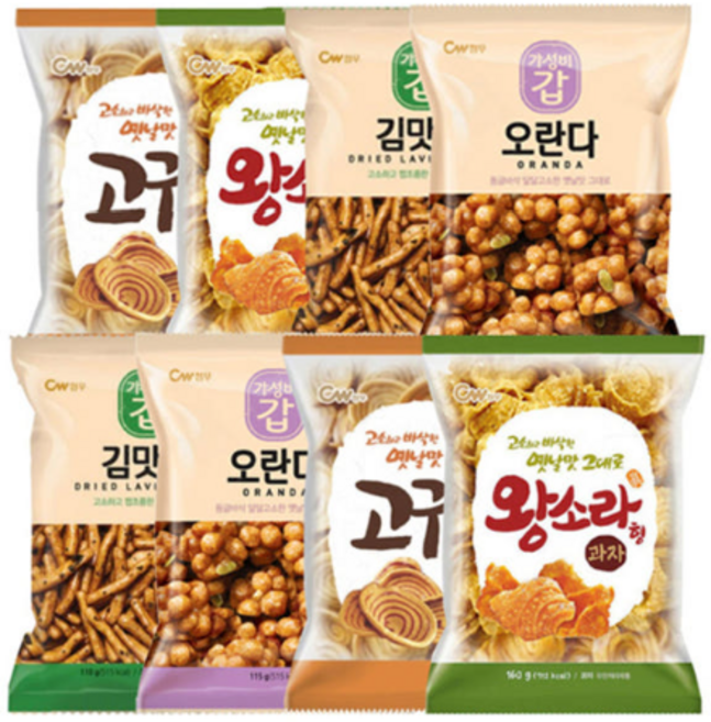 추억의 옛날 과자 10봉세트 왕소라형 고구마형 오란다 김맛나, 10개, 1.17kg