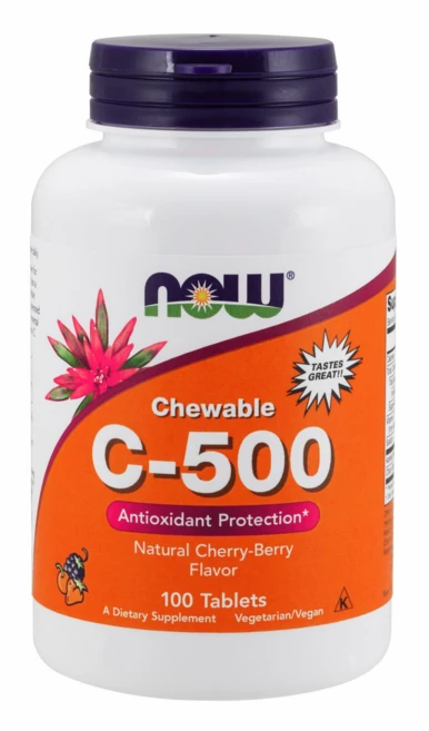 나우푸드 츄어블 C-500 체리 베리 비건 타블렛, 1개, 100정 - 쿠팡