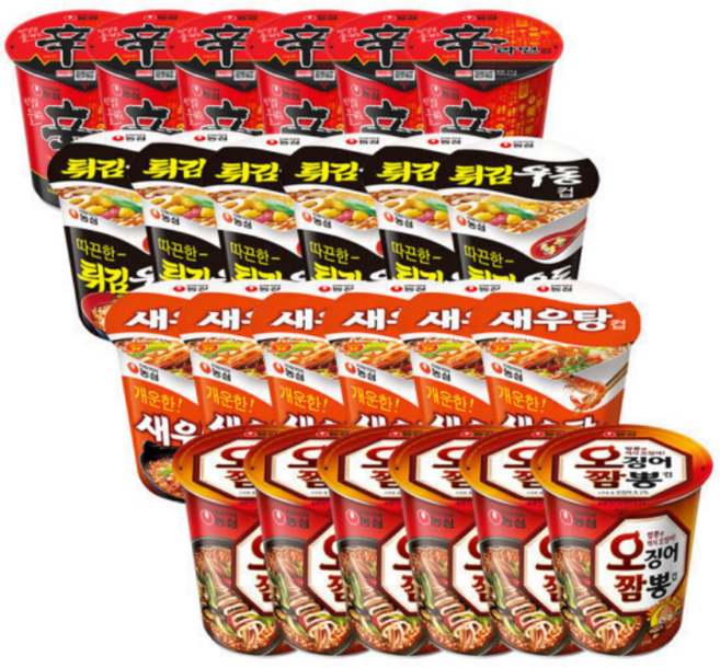 신라면+튀김우동+새우탕+오짬뽕 6입4개(총24개)