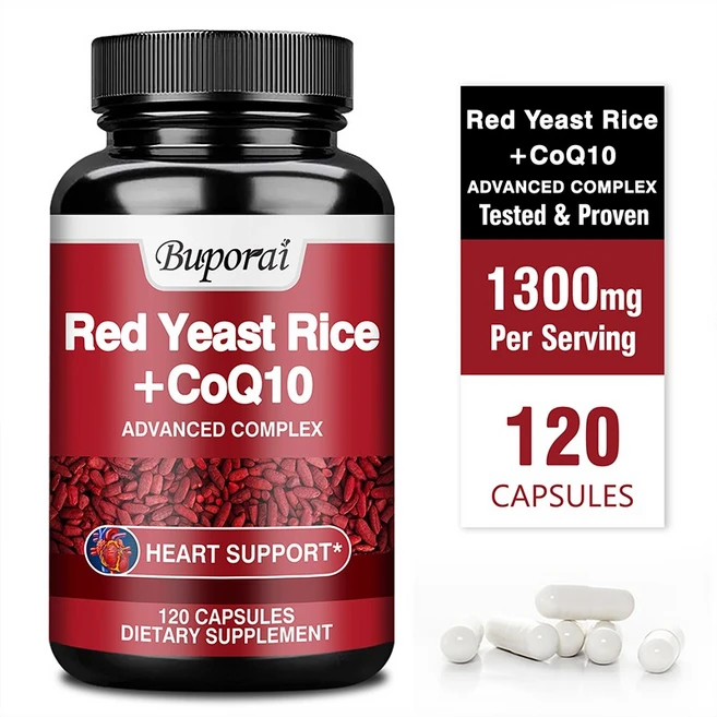 홍국쌀 + CoQ10 1300mg - 면역 지원 심혈관 및 심장 건강, 1개, 60정 - 쿠팡
