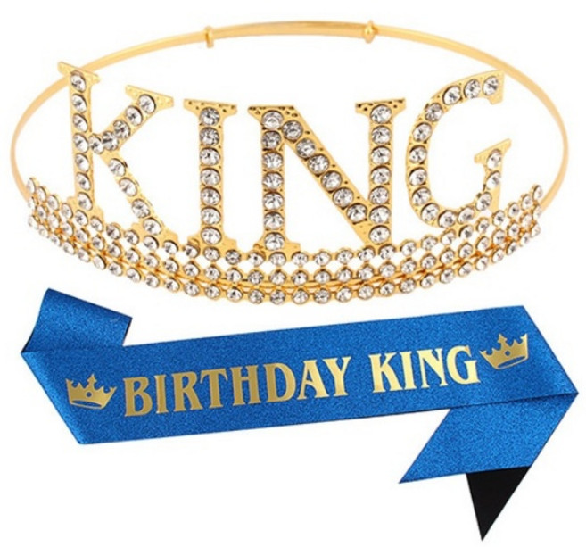 마켓리움 아빠 남친 홈 생일파티 왕관 어깨띠, 1개, 블루