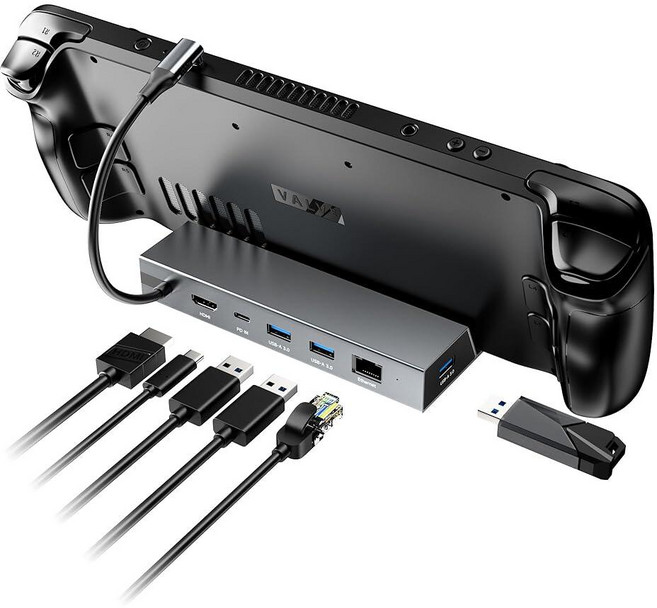 스팀 데크 ROG Ally용 도킹 스테이션 Mayflash 6-in-1 스팀 데크 도크 HDMI 2.0 4K@60Hz+기가비트 이더넷 1000Mbps+3 USB-A 3.0+, 스팀 데크 ROG Ally용 도킹 스테이션, Mayfl