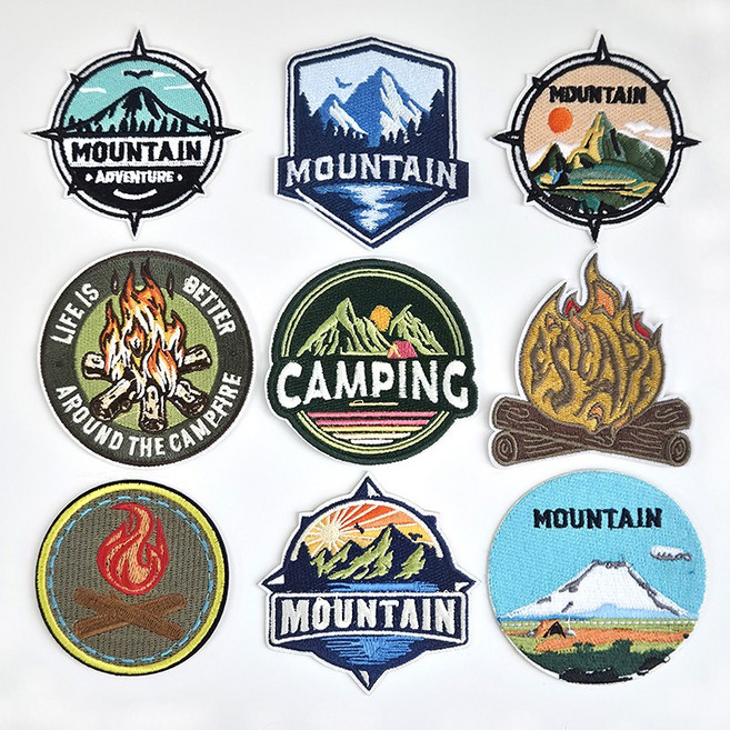 리빙키 캠핑 와펜 패치 열접착 세트 9종 K-02