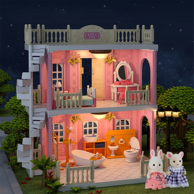 역할놀이 패밀리 2층집 별장 랜덤 피규어 장난감 DIY 소꿉놀이 완구 토이 장난감 B362-O, 03.코알라 라이트별장 B829
