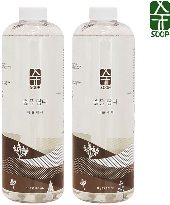 숲바른 아기 유아 세탁세제 1000ml x 2개, 1L