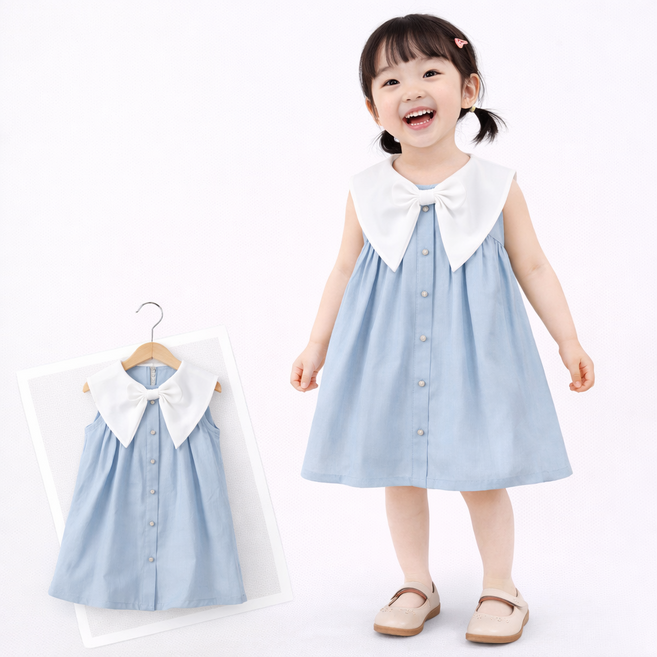 여아 여름 원피스 공주풍 퍼프소매 플로럴 나들이룩