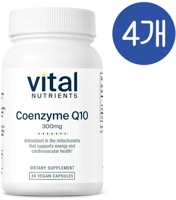 바이탈 뉴트리언츠 코엔자임 코큐텐 300mg 캡슐 Vital Nutrients CoEnzyme Q10, 4개, 30정 - 쿠팡