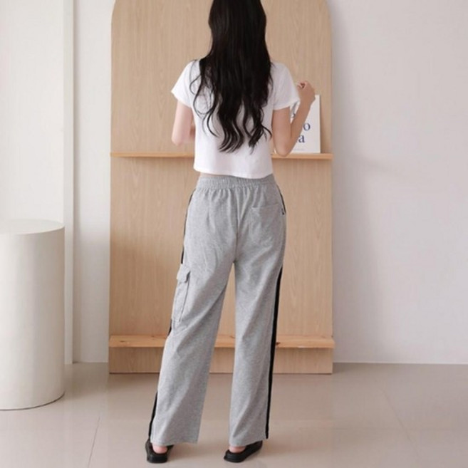 [다잇템] 여성용 주머니 아메카지 트랙수트 운동 팬츠