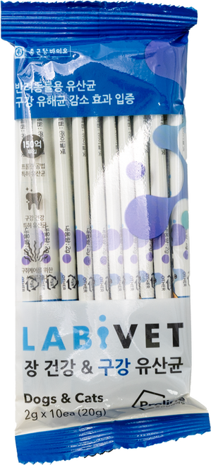 종근당 라비벳 강아지 고양이 유산균 장건강 구강 구내염 영양제, 10회분, 구강/치석관리+장건강, 1개