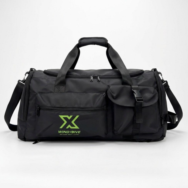 윈드다이브 짐 더플백 대용량 여행용 보스턴백 백팩 크로스백, 블랙, 1개