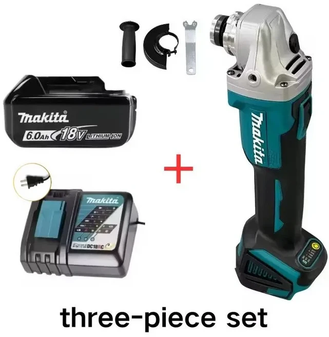 Makita 18V 새로운 DGA504 무선 그라인더 125mm 휠 6.0Ah Li-4-1/2" / 5" 컷오프/앵글 금속 연삭 및 목재, 03 1battery 1charger us