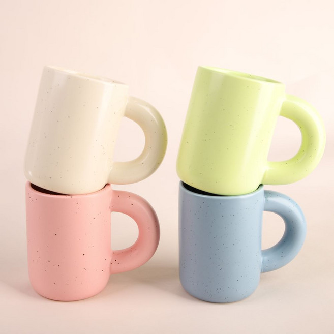 1+1 뭉툭 머그컵 2p세트, 핑크, 2개