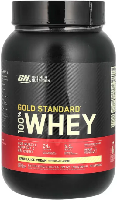 옵티멈뉴트리션 Gold Standard 100% 유청 바닐라 아이스크림 907g, 1개, 898g - 쿠팡