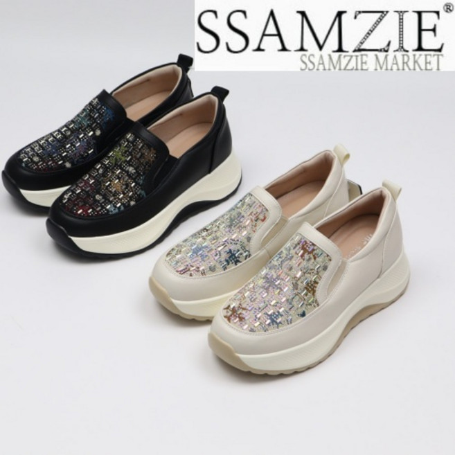 신발통 쌈지 여성용 발편한 가죽 키높이 슬립온 스니커즈 단화 운동화