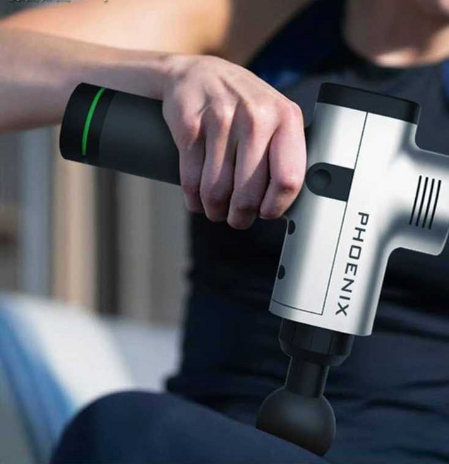 마사지 건 PHOENIX 근막 대형 근육 피트니스, 차콜옐로우 6개 헤드 휴대용가방