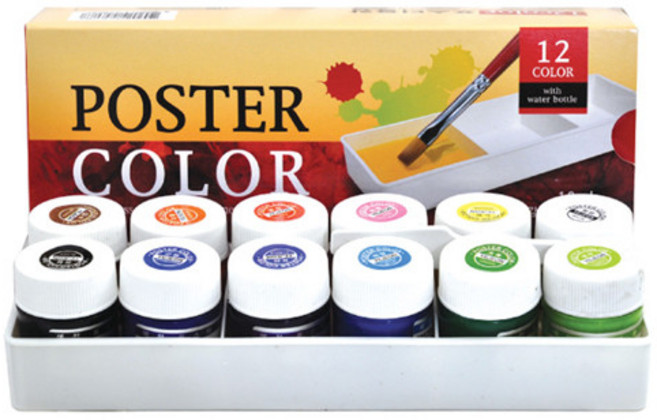 비비드 포스터물감세트 10ml 12색 학생용, 1세트
