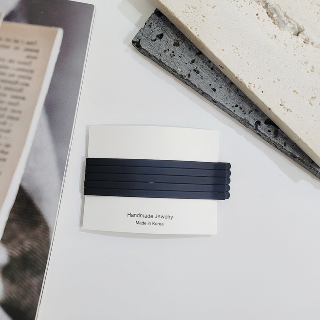 국산 일자 빼빼로 무광 고무코팅 앞머리고정 옆머리핀 얇은 실핀 5개세트