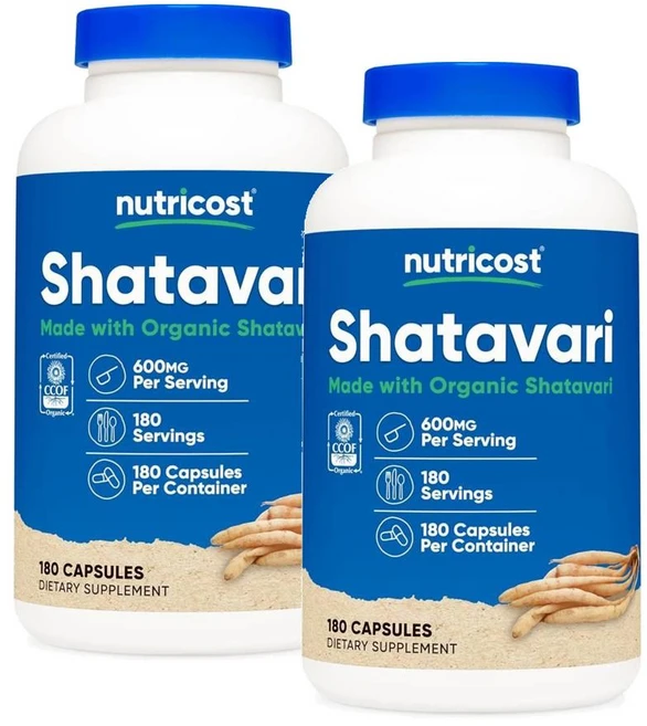 뉴트리코스트 샤타바리 600mg 캡슐 Nutricost Shatavari, 2개, 180정 - 쿠팡