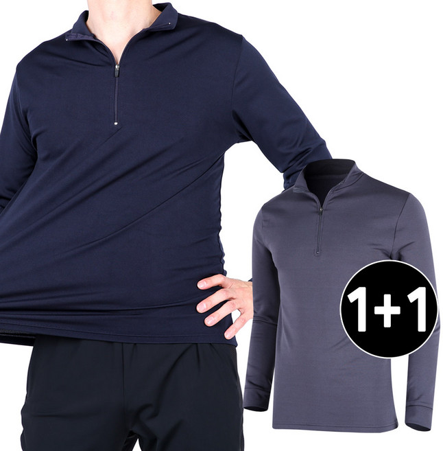 1+1 미루나무 남성 봄 가을 스판 집업 티셔츠 UF랠리