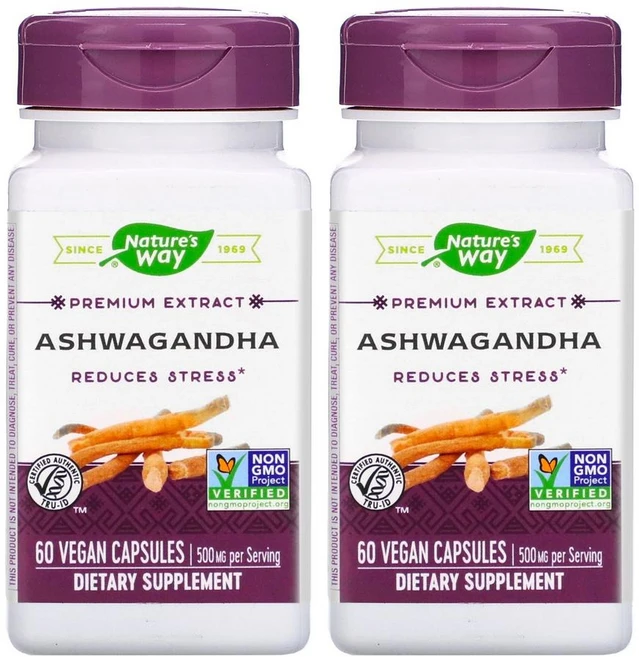 [1+1] Nature's Way 네이쳐스웨이 아슈와간다 500mg 60정 배지캡슐 Ashwagandha 위다놀라이드 Withanolides 비건, 1개 - 쿠팡