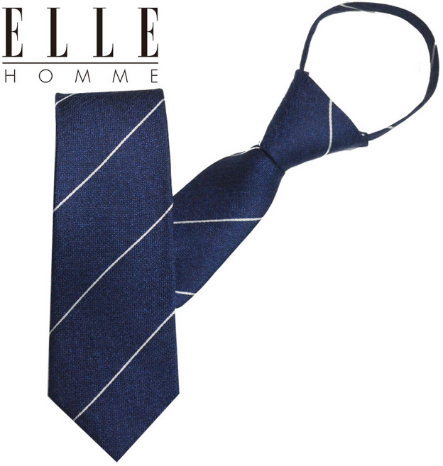 [ELLE HOMME] 엘르옴므 실크 지퍼/자동 넥타이-펜슬 네이비 7cm
