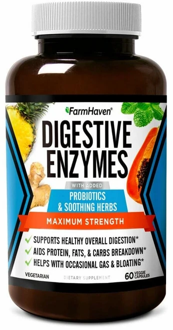 FarmHaven Digestive Enzymes 팜헤븐 다이제스티브 엔자임 소화 효소 60정, 1개 - 쿠팡