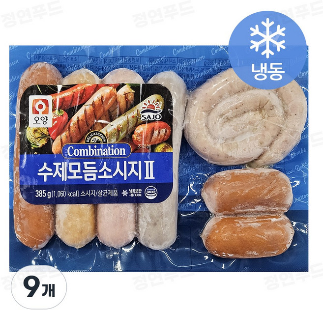 오양 수제모듬소시지 냉동 (업소용 식당용수제소시지 호프집 간편안주), 385g, 9개