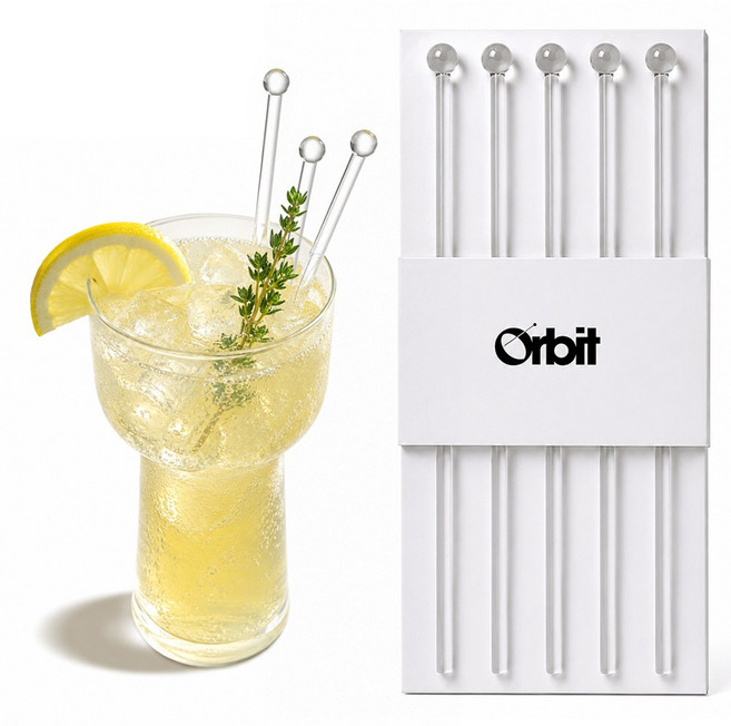 오르빗 유리 머들러 세트 모던 칵테일 하우스 하이볼, Orbit 투명, 1세트