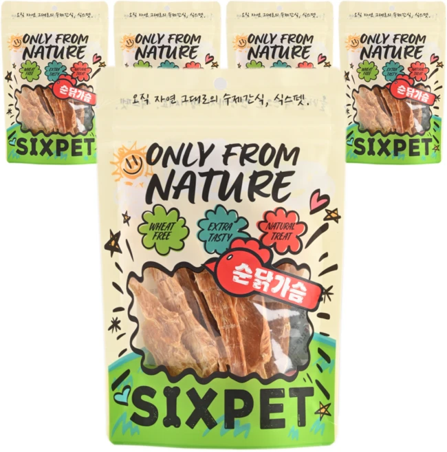 식스펫 국내산 오직 자연재료 30일 강아지 고양이 간식, 60g, 5개 - 쿠팡